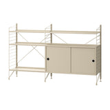 String フリースタンドシェルフ 2列 メタル棚板+キャビネット