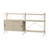 String フリースタンドシェルフ W78 D30 ×2列 メタル棚板+棚板+キャビネット