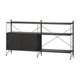 String フリースタンドシェルフ W78 D30 ×2列 メタル棚板+棚板+キャビネット