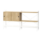 String フリースタンドシェルフ W78 D30 ×2列 メタル棚板+棚板+キャビネット×2