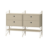 String フリースタンドシェルフ W58 D30 ×2列 棚板+チェスト×2