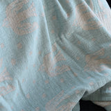 KLIPPAN リネン&シュニールコットン シングルブランケット birds in the snow ライトブルー