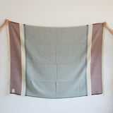 シ・コラサォン ウールコットンブランケット Diagonal Stripe azul & bordeaux