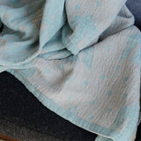 KLIPPAN リネン＆シュニールコットン シングルブランケット birds in the snow ライトブルー