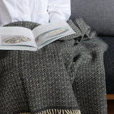 シ・コラサォン ウールブランケット Flower Dark Gray