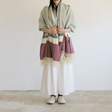 シ・コラサォン ウールコットンブランケット Diagonal Stripe azul & bordeaux