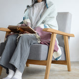 シ・コラサォン ウールコットンブランケット Diagonal Stripe azul & bordeaux